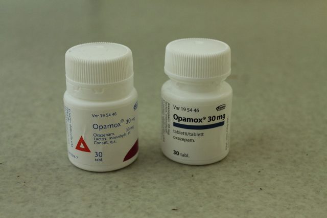 Oxazepam, a common surface water contaminant. Image Credit:  ZngZng via Wikimedia Commons  ( License ) 