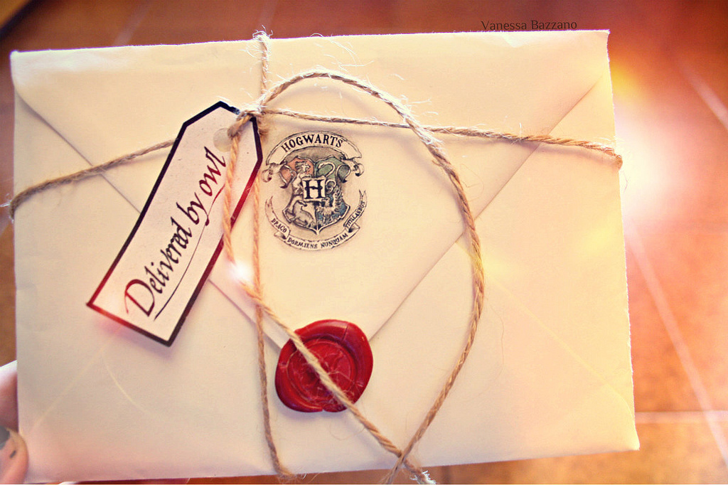 Hogwards acceptance letter: Current theory suggests only 1 in 750,000 muggles would have received one of these. Image by Vanessa Bazzano via Flickr (CC BY-NC-ND 2.0)