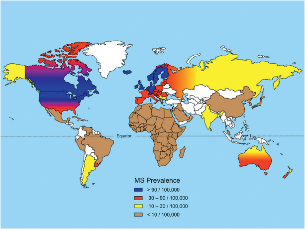  Multiple Sclerosis Geographical Distribution via neurowiki2014.wikidot.com