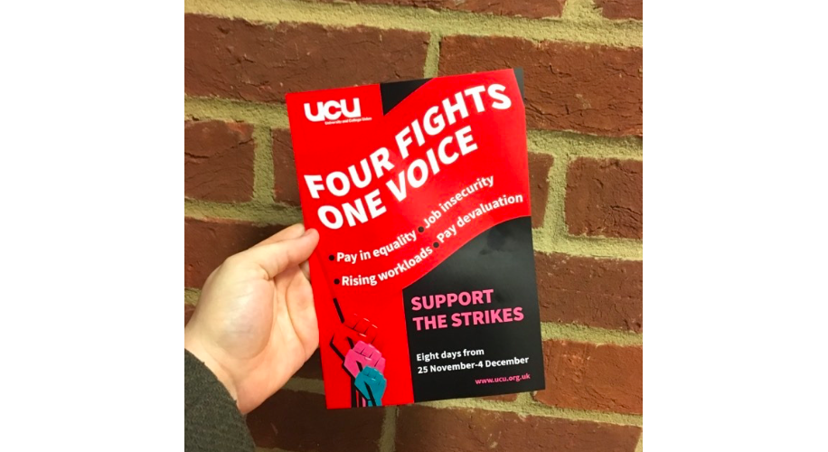 UCU strike leaflet outlining UCU demands in the 'four fights, one voice' campaign