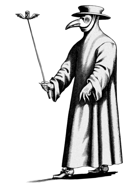 Illustration of a plague doctor