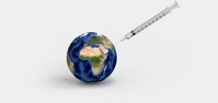 Image showing a vaccination syringe and a globe.