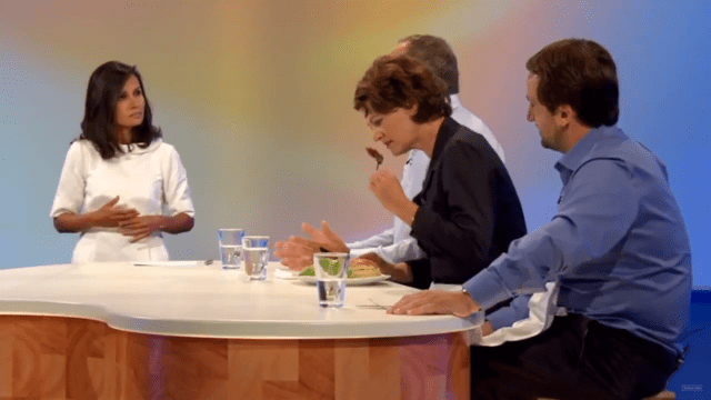 The moment when Austrian nutritional scientist Hanni Rützler tasted the world's first cultured hamburger in London on 5 August 2013. The cultured meat product was developed by a team of scientists from Maastricht University led by Mark Post at a cost of €250,000.